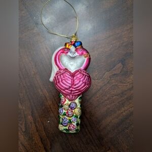 Flamingos Getting Married Christmas Ornament Old World Glass 5"